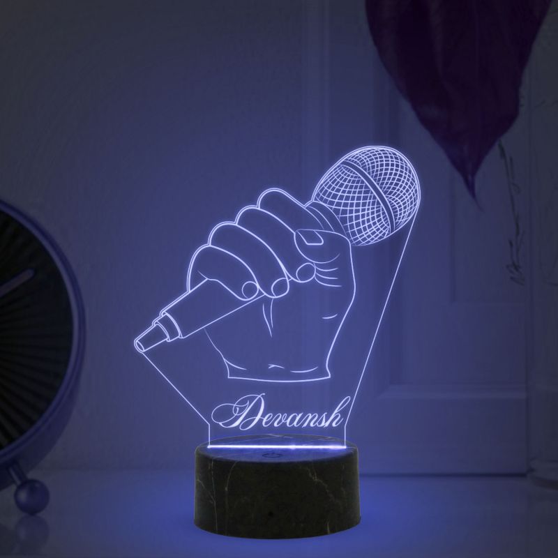 3D Illusion Microphone Night lamp for Music Studio & Home Decoration Light with Multicolored light